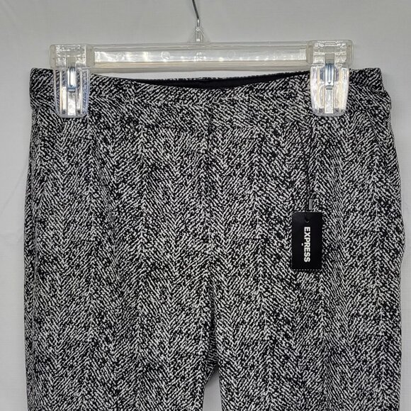 Express Womens Pants Columnist Ankle Size 4 Knit Mid Rise Herringbone Print NWT - Picture 2 of 16